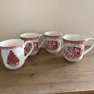 Johnson Bros England ‘Twas The Night Before Christmas Mug Red Pattern Set Of 4